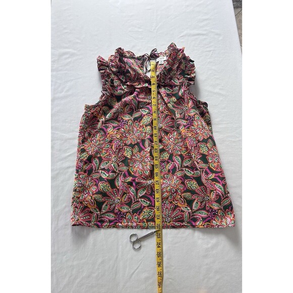J. Crew Womens XS Ruffle Sleeve Neckline Colorful Top - Picture 2 of 6